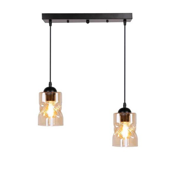 Черна висяща лампа със стъклен абажур 10x44 cm Felis - Candellux Lighting-image-4