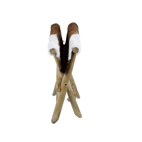 Кафява табуретка от тиково дърво Goatskin - Ego Dekor-image-2