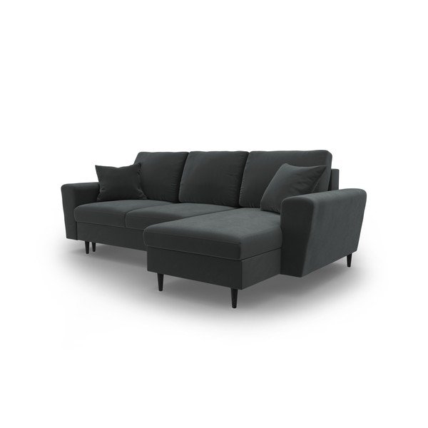 Тъмносив кадифен разтегателен ъглов диван с място за съхранение Kyoto – Cosmopolitan Design-image-4