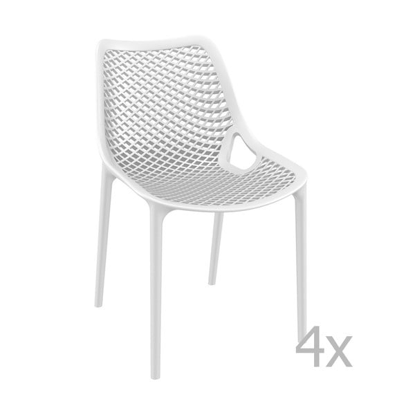 Комплект от 4 бели градински стола Grid Simple - Resol