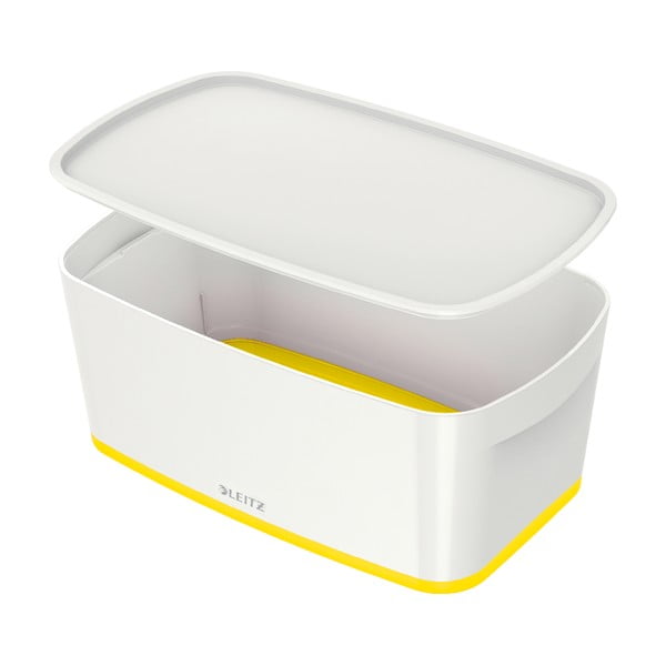 Бяло-жълта кутия за съхранение с капак Офис, обем 5 л MyBox - Leitz