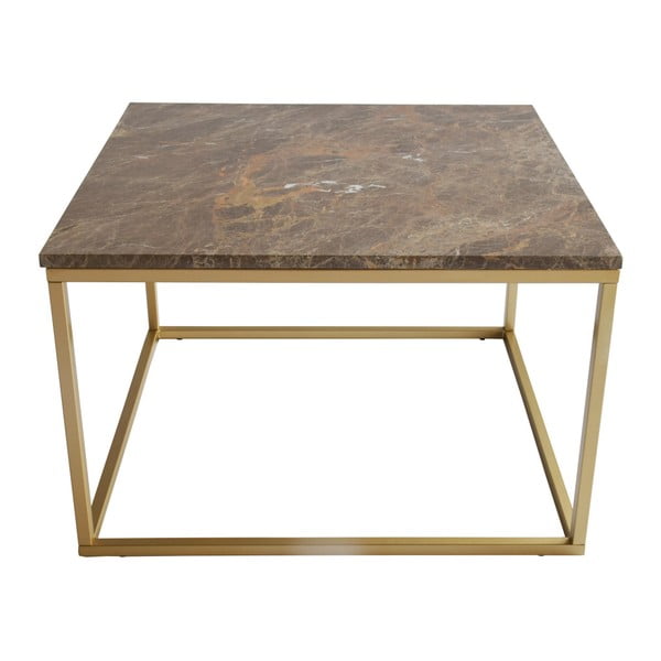 Konferenční stolek s podnožím ve zlaté barvě a hnědou mramorovou deskou RGE Accent, šířka 75 cm