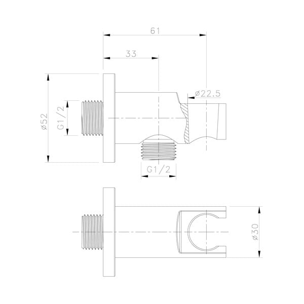 Месингова част за свързване към душ в златист цвят ø 5 cm – Sapho-image-1