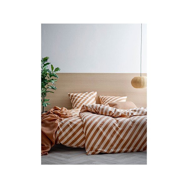 Оранжево двойно спално бельо от сатен от органичен памук Södahl , 200 x 220 Diagonal - Södahl-image-1