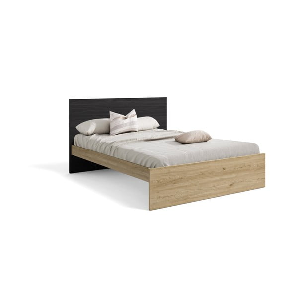 Черно/естествено двойно легло от дъб 160x200 cm Temis - Marckeric