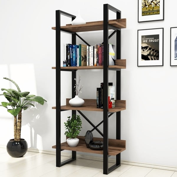 Библиотека за книги в декор от орехово дърво Muzzo Adisa - Puqa Design-image-1