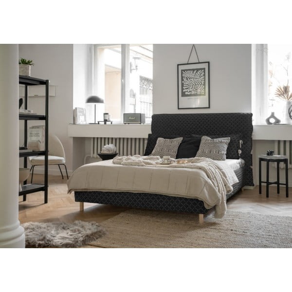 Черно тапицирано двойно легло и решетка  180x200 cm Sleepy Luna - Miuform-image-2