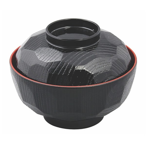 Черна купа за супа с червен ръб , 300 ml - Tokyo Design Studio