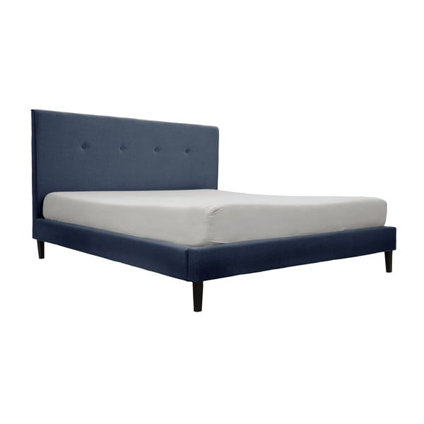 Modrá postel s černými nohami Vivonita Kent, 140 x 200 cm