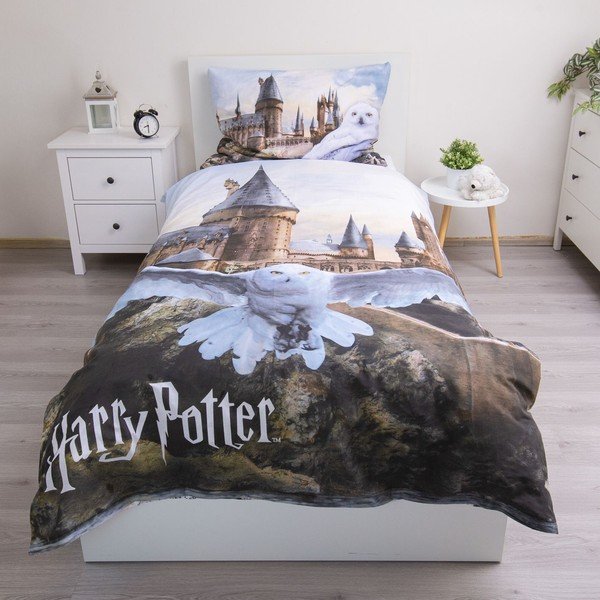 Единично  памучно детско спално бельо 140x200 cm Harry Potter "Hedwig" – Jerry Fabrics-image-1