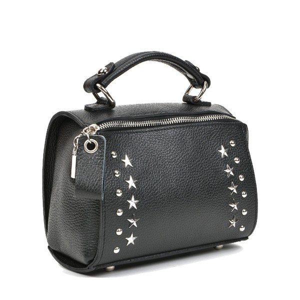 Черна кожена чанта Chiara - Mangotti Bags-image-2