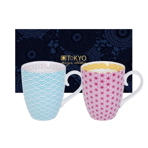 Комплект от синя и розова чаша Star/Wave, 380 ml - Tokyo Design Studio