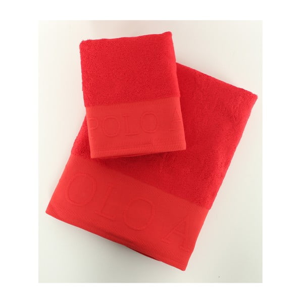 Sada 2 osušek Towel US Polo Red, 50x90 a 90x150 cm