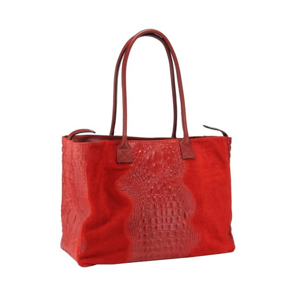 Červená kožená kabelka Florence Bags Wezen