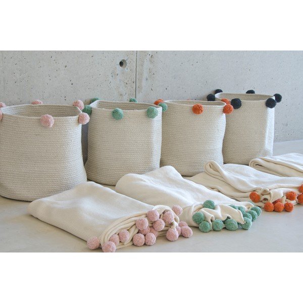 Кремава текстилна детска кошница за играчки ø 30x30 cm Bubbly – Lorena Canals-image-3