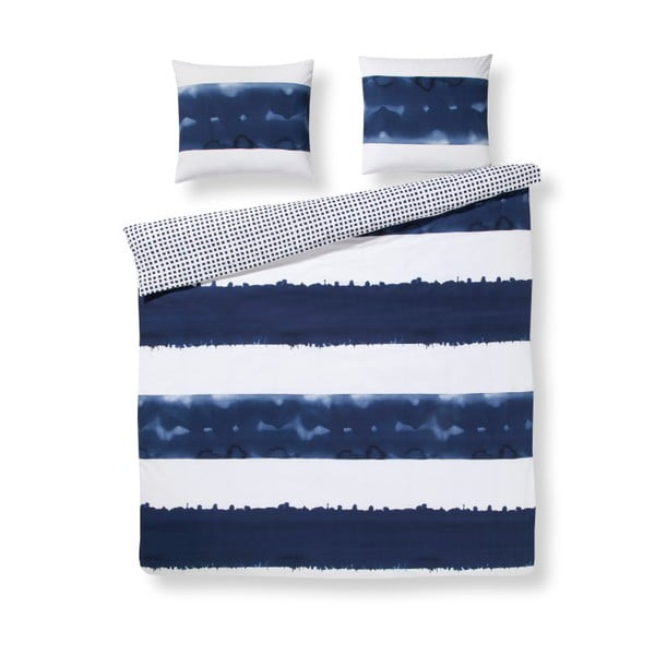 Синьо и бяло памучно спално бельо за двойно легло Didi Blue, 200 x 200 cm - Ekkelboom