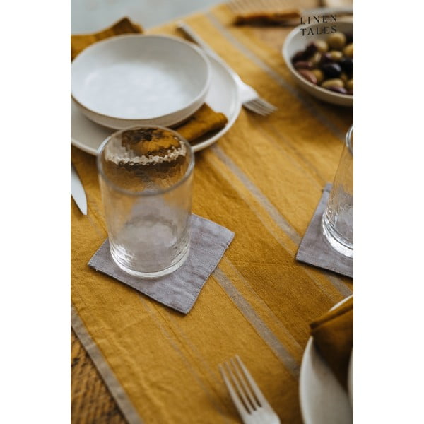 Ленена покривка за маса 140x140 cm Amber Bronze Stripes – Linen Tales-image-4