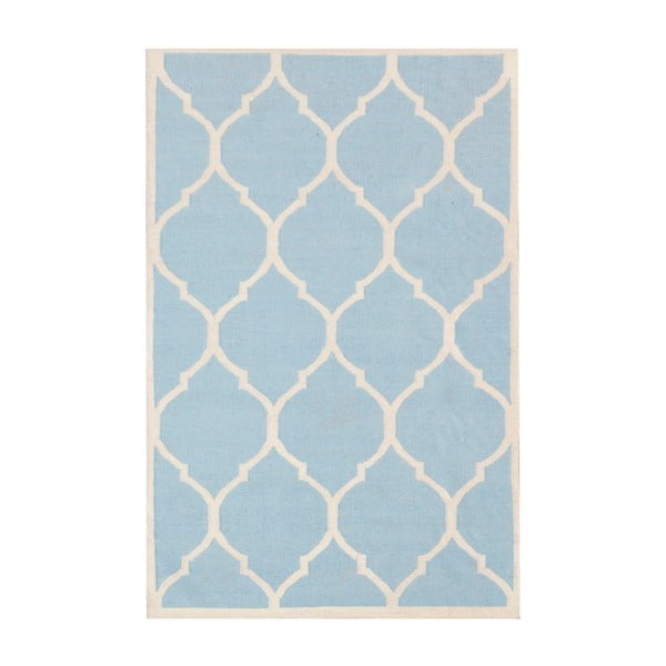 Světle modrý vlněný koberec Bakero Lara, 90 x 60 cm