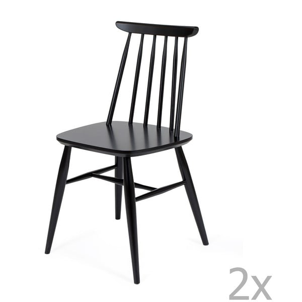 Sada 2 černých jídelních židlí z masivní břízy Woodman Aino