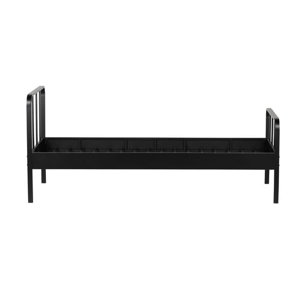 Черно метално единично легло с решетка 90x200 cm Mees - WOOOD-image-1