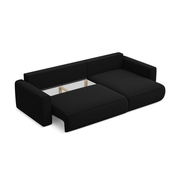 Черен кадифен разтегателен ъглов диван с място за съхранение (десен ъгъл) Kapua – Makamii-image-4