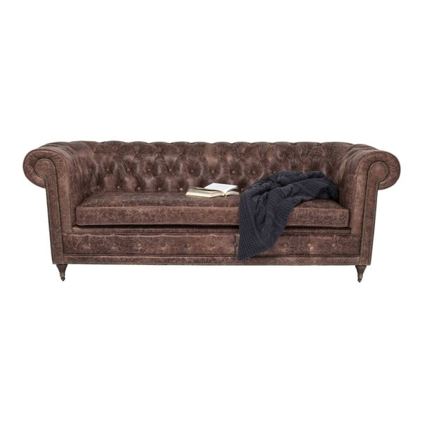 Кафяв триместен диван с калъф от естествена кожа Oxford Vintage - Kare Design