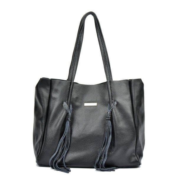 Черна кожена чанта Nina - Luisa Vannini