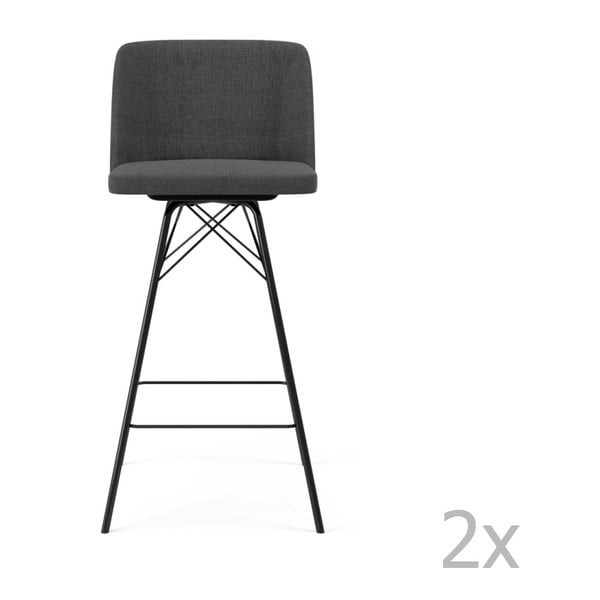 Комплект от 2 антрацитно сиви бар столове Tom, височина 99 cm - Tenzo