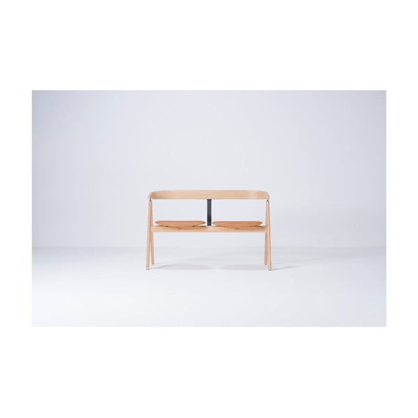 Пейка от дъбово дърво с кожена седалка Ava - Gazzda-image-1