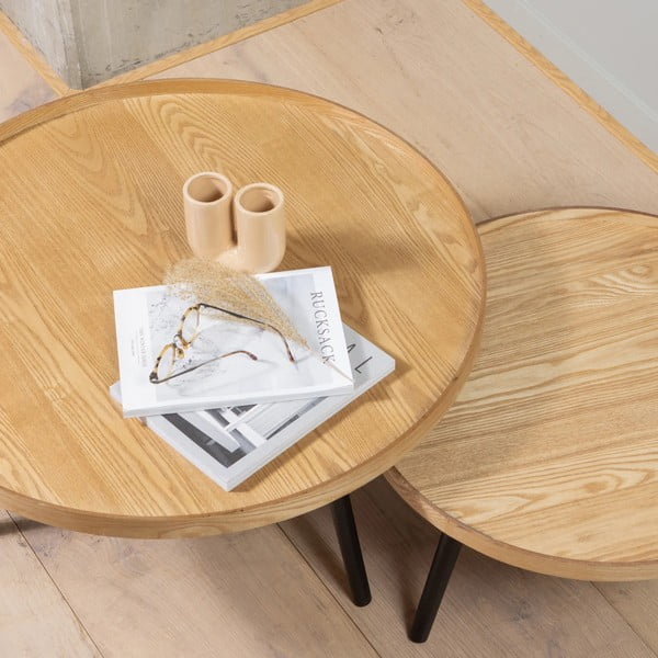 Масичка за кафе в бежово и черно, ø 60 cm Mesa - WOOOD-image-1