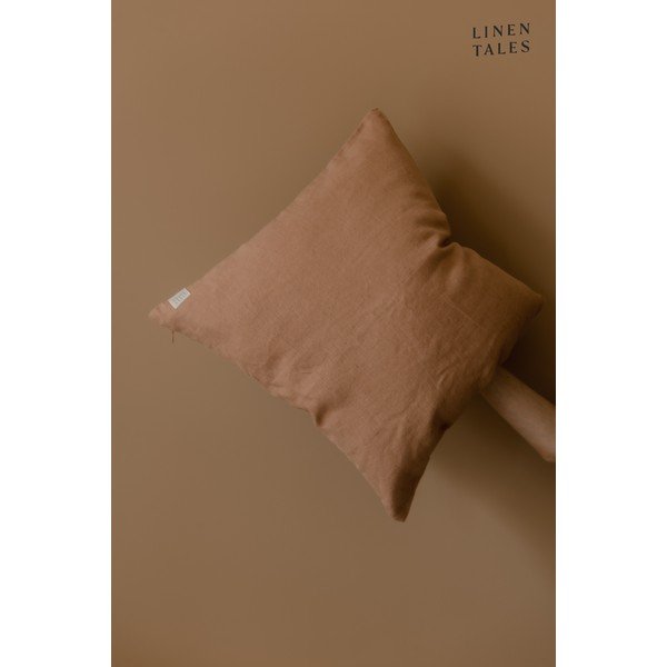 Кафява кафява ленена калъфка за възглавница , 45 x 45 cm - Linen Tales-image-1