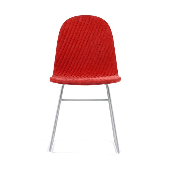 Červená židle s kovovými nohami Iker Mannequin V Stripe