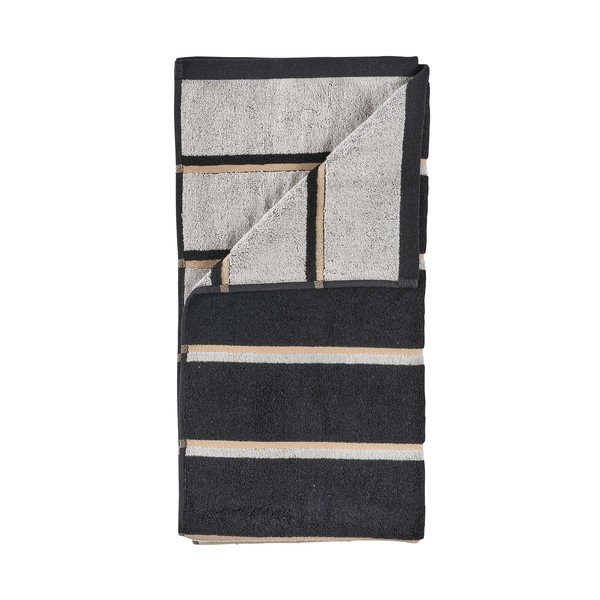 Черна/светлосива памучна хавлиена кърпа 70x140 cm Sauna – Zone