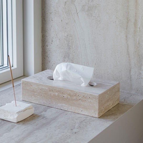 Каменна кутия за носни кърпички Travertine – Mette Ditmer Denmark-image-1