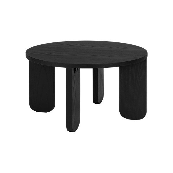 Черна кръгла масичка за кафе с дъбов плот ø 55 cm Kuvu – noo.ma