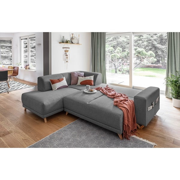 Сив разтегателен/с място за съхранение ъглов диван (ляв ъгъл/L форма) Classy Sophie – Miuform-image-4