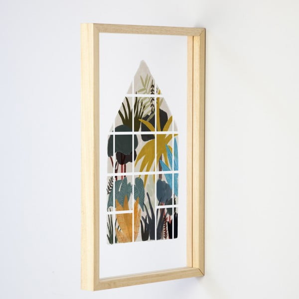 Дървена декорация за стена Прозорец от джунглата, 30 x 50 cm - Really Nice Things