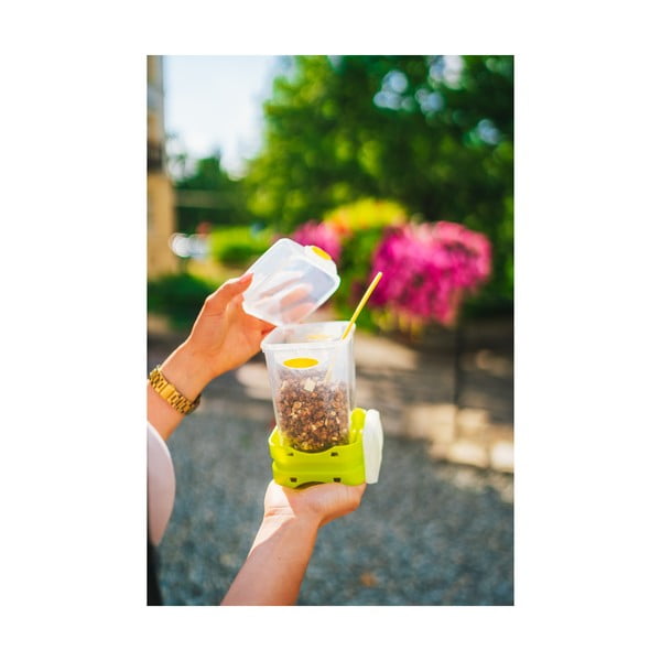 Зелена кутия за обяд и закуска с прибори за хранене, , 650ml+230m Push&Push - Vialli Design-image-1