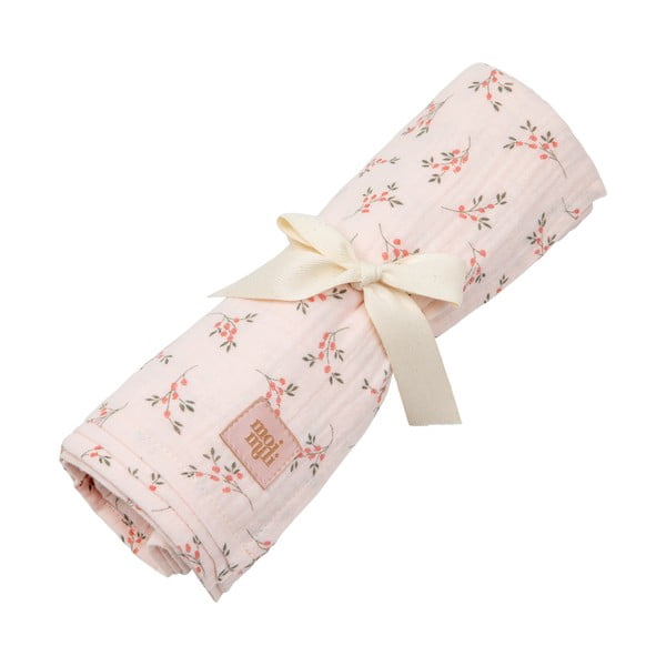 Розово муселиново бебешко одеяло 100x100 cm Tiny Flowers - Moi Mili