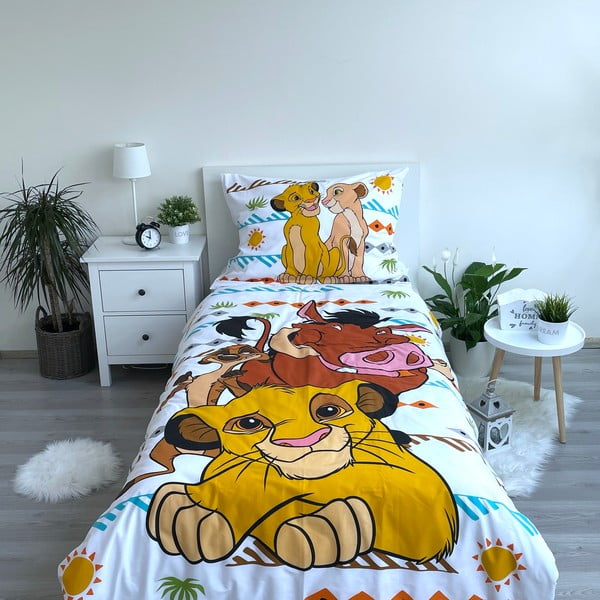 Памучно детско спално бельо за единично легло 140x200 cm Lion King Africa - Jerry Fabrics-image-1