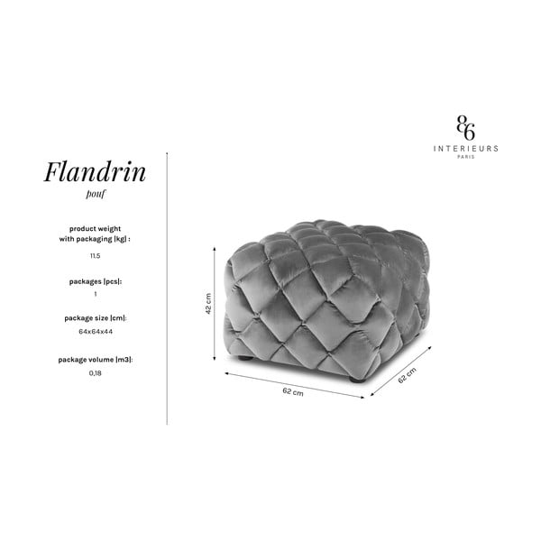 Тъмносиня табуретка с кадифена повърхност Flandrin - Interieurs 86-image-4