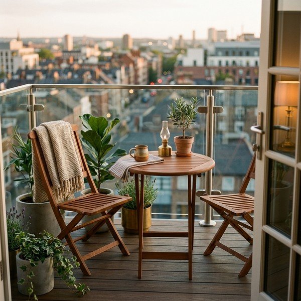 Комплект от 2 балконски стола и маса от евкалиптово дърво ADDU Прага - Garden Pleasure-image-3