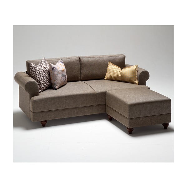 Кафяв диван с подложка за крака Gloria - Balcab Home