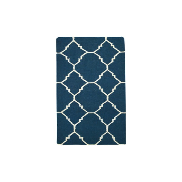 Ručně tkaný koberec Dark Blue Antic Kilim, 65x104 cm