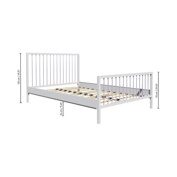 Бяло метално единично легло с решетка 120x200 cm Breeze - Kalune Design
