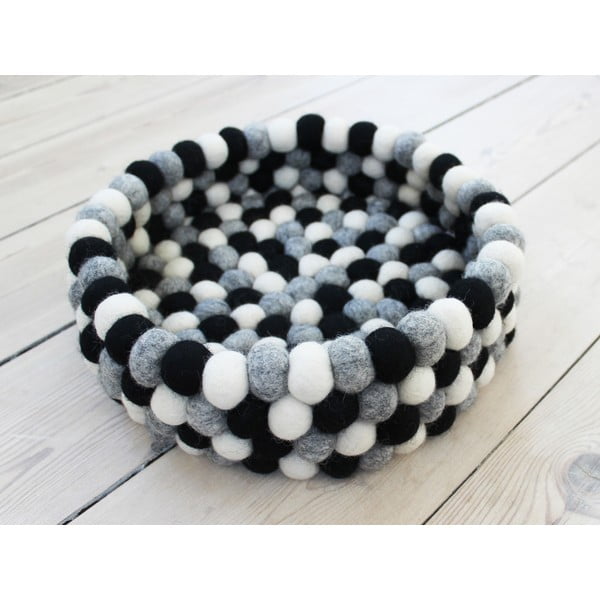 Черно-бяла кошница за съхранение на топки от вълна Кошница за топки, ⌀ 28 cm - Wooldot