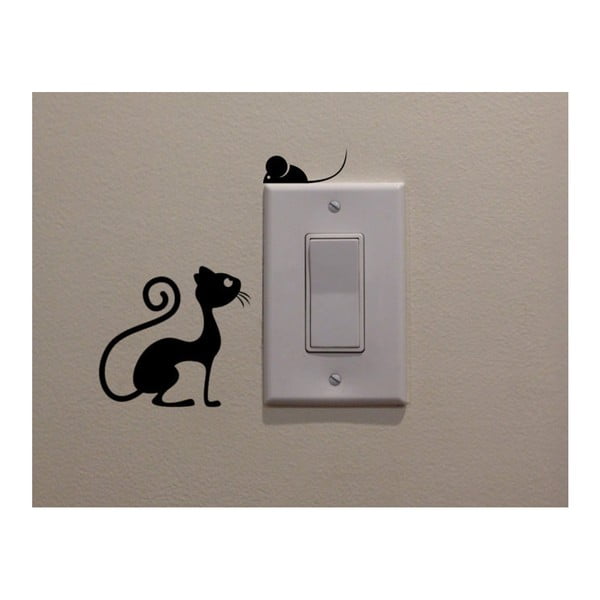 Декоративен стикер Котка и мишка, височина 11 см - Evila Originals