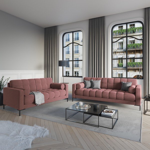 Розов кадифен диван Bali - Cosmopolitan Design-image-1