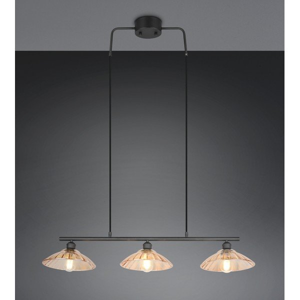 Черно/в кехлибарен цвят метално висящо осветително тяло със стъклен абажур Eluna – Reality-image-1