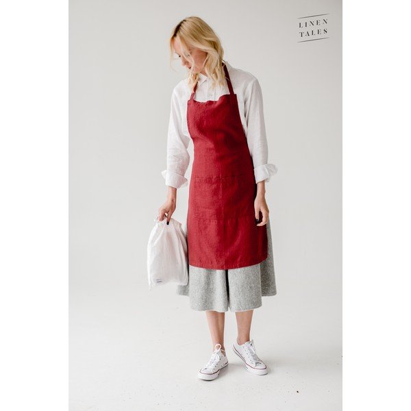 Червена ленена престилка , 80 x 55 cm Daily Apron - Linen Tales-image-1